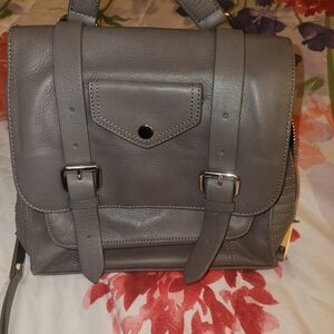 Gray Leather Handbag